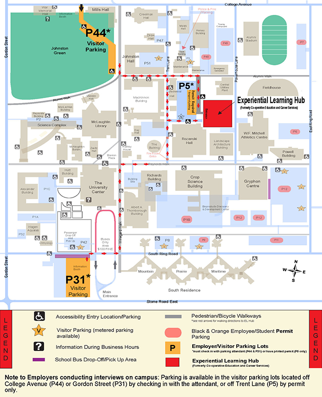 Parking map to Experiential Learning Hub