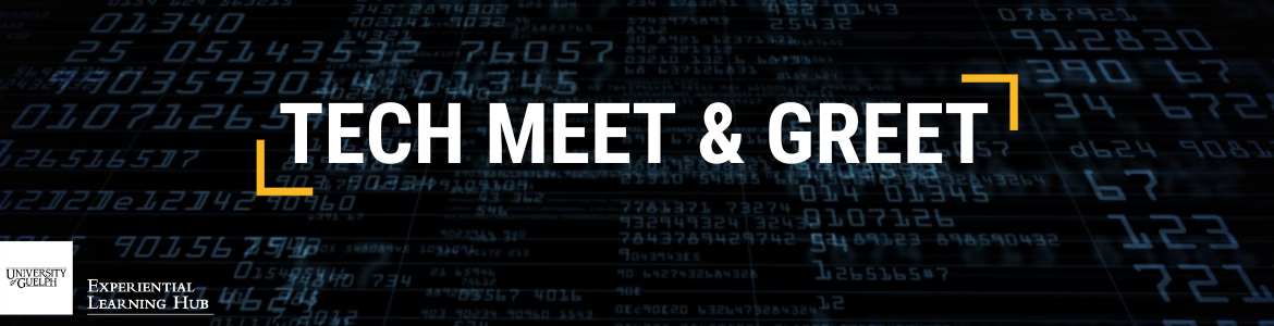 White text reads Tech Meet & Greet, on a dark background with code imagery.