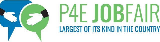 P4E Logo with text, "largest fair of its kind in the country"