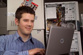Photo of co-op student working in technology
